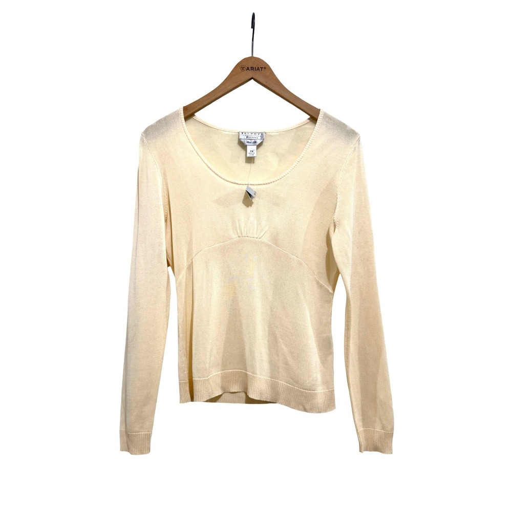 Talbots Collection Petites Cream 100% Pure Silk Scoop Neck Sweater PM Ivory